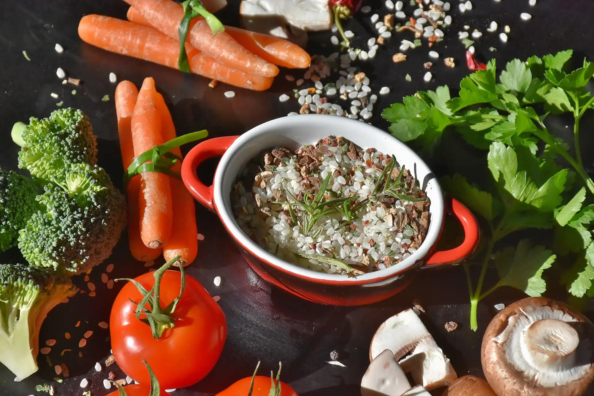 Green vegetables on display-background image